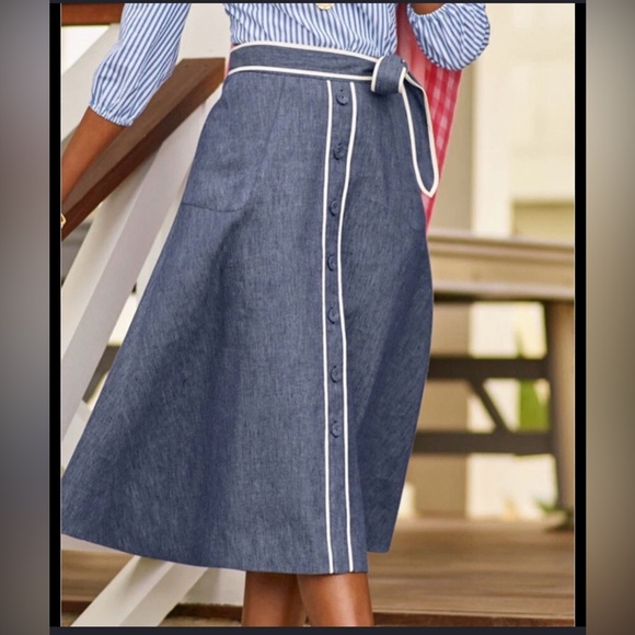 Talbots Dresses & Skirts - NWT Talbots Blue A-Line Skirt Contrast Piping Size 16